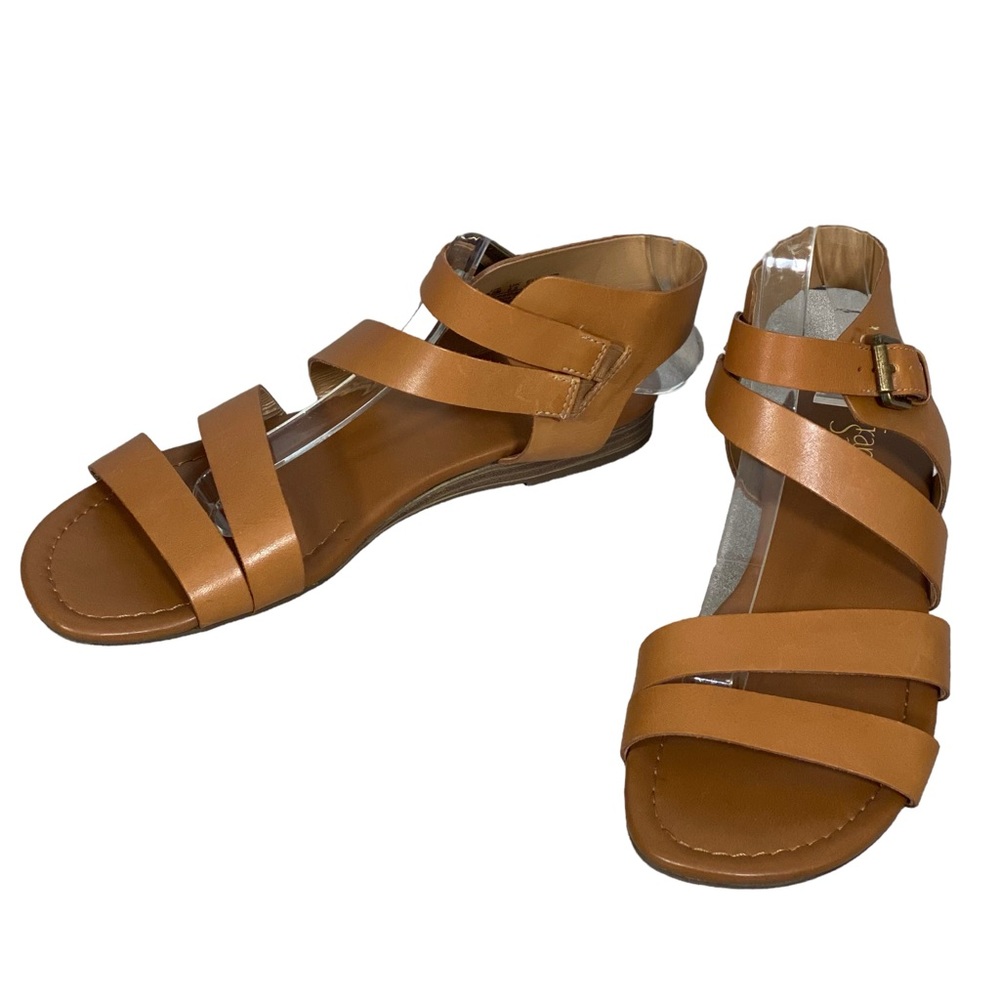 Franco Sarto Genji Sandals Strappy Brown Leather Buckle Size 8.5